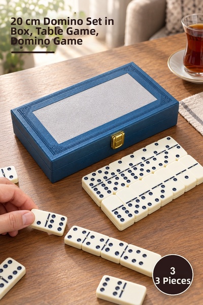 Yenilig 3 Pieces of Domino Game in Leather Box – Domino Set in 20 cm Box, Boa...
