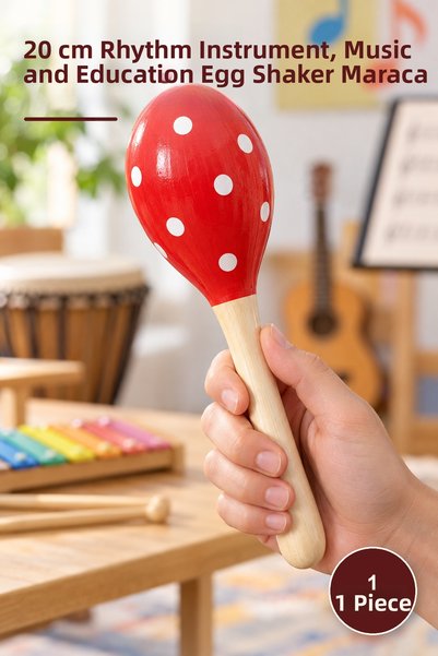 Yenilig 1 Piece Wooden Egg Maracas – 20 cm Rhythm Instrument, Maraca Egg Shak...
