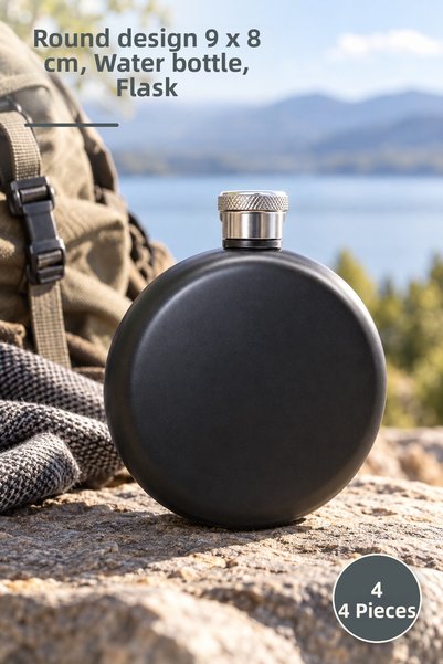 Yenilig 4 Round Water Bottles – Round Design 9 X 8 Cm, Water Bottle, Flask