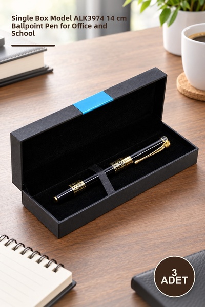 Yenilig 3 Pieces Ballpoint Pen – Boxed Single Model Alk3974 14 cm Writing Pen...
