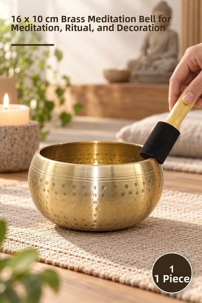 Yenilig 1 Piece Brass Meditation Bell – 16 X 10 cm Brass Meditation Bell for ...