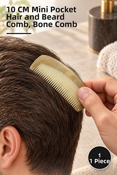 Yenilig 1 Piece Bone Comb – 10 cm Mini Pocket Size Hair and Beard Comb, Bone ...