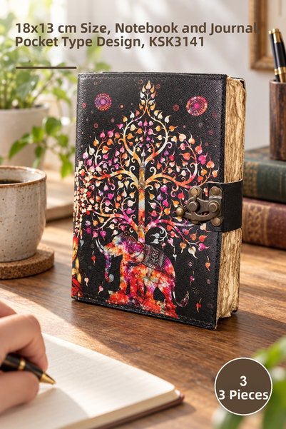Yenilig 3 Leather Notebooks – 18X13 cm Size, Notepad and Notebook, Pocket Typ...