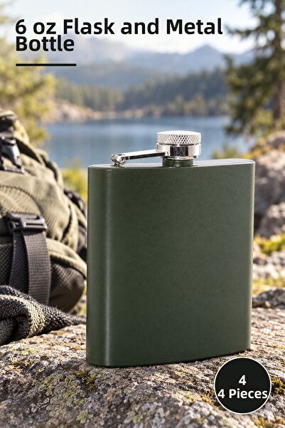 Yenilig 4 Stainless Steel Flasks – 6 oz Single Flask and Metal Bottle