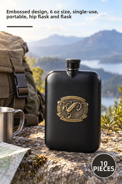 Yenilig 10 Stainless Steel Flasks – Embossed Design, Pocket Size 6 Oz, Single...