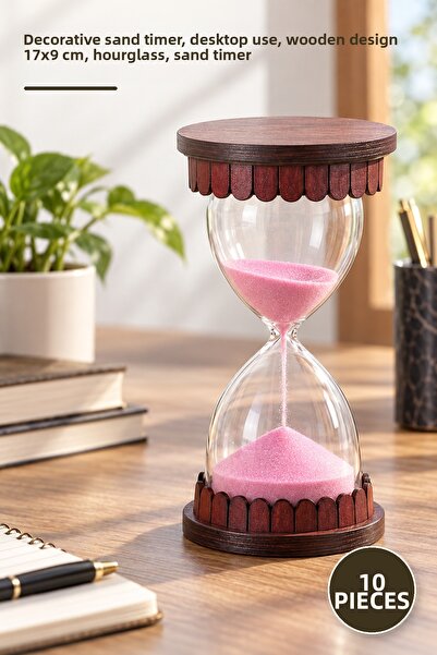 Yenilig 10 Pieces Wooden Hourglass – Decorative Time Measurer, Desktop Use, W...