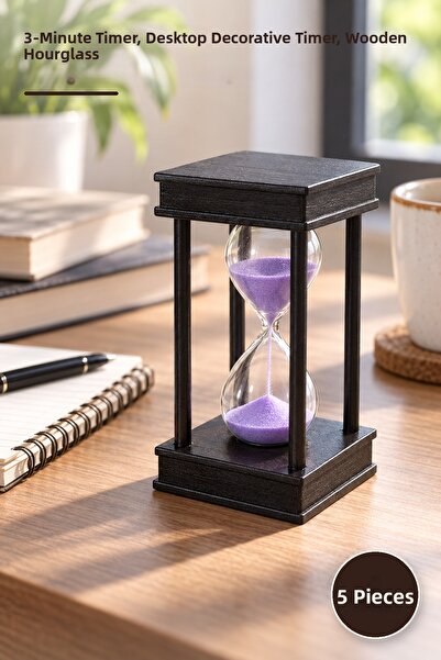 Yenilig 5 Pieces Wooden Hourglass – 3 Minute Timer, Desktop Decorative Timer,...