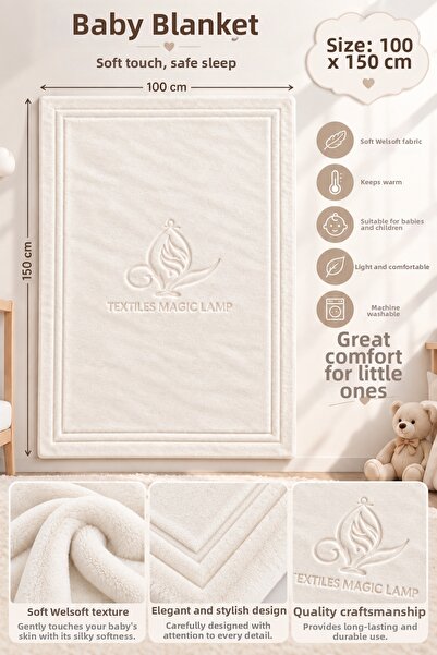 TEXTİLES MAGİC LAMP Baby Blanket 100X150 cm Welsoft Soft Textured Warm Blanket for Children and Newborns