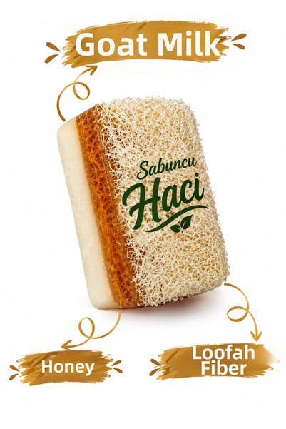 Sabuncu Hacı 100% Handmade Natural Pumpkin Fiber Honey Donkey Milk Soap 2 Pack 120 Gr.X 2 Pieces