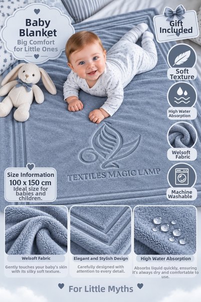 TEXTİLES MAGİC LAMP Baby Blanket 100X150 cm Welsoft Soft Textured Warm Blanke...