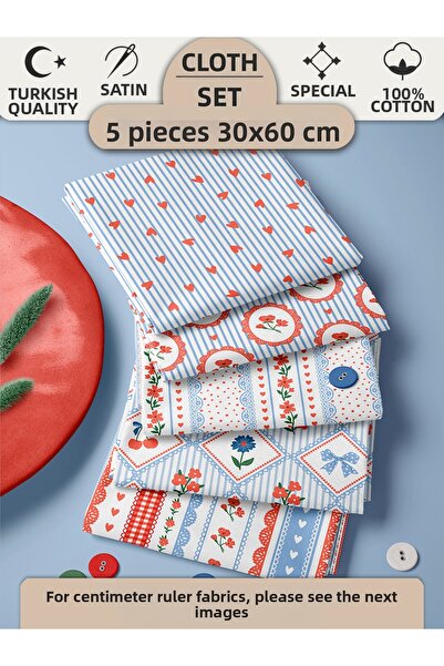 FabricMarket Σετ πάνελ από 100% βαμβακερό ύφασμα, 5 διαφορετικά σχέδια 30x60 ...