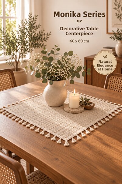 Morlay Cotton Monika Table Centerpiece Cover 60X60 cm – Square Decorative Cov...