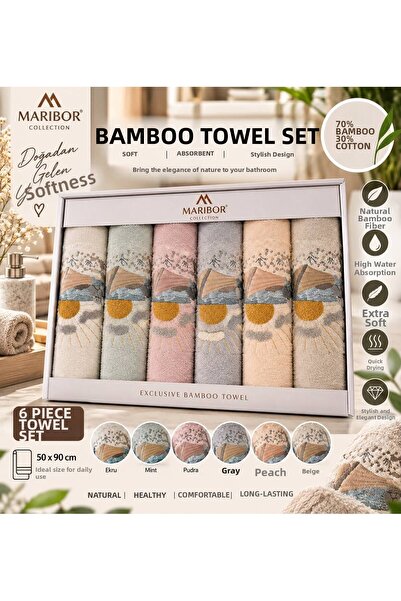 BOZBEYLER Bamboo Bathroom Kitchen 70% Bamboo / 30% Cotton 3D Embroidered Hand...