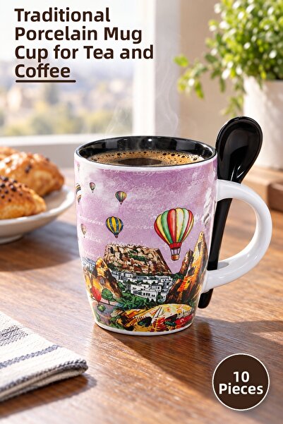 Yenilig 10 Pieces of Regional Porcelain Mugs – Traditional Porcelain Mug Cup ...