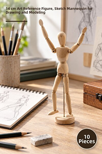 Yenilig 10 Pieces Wooden Sketch Mannequins – 14 cm Size, Artist Reference Fig...