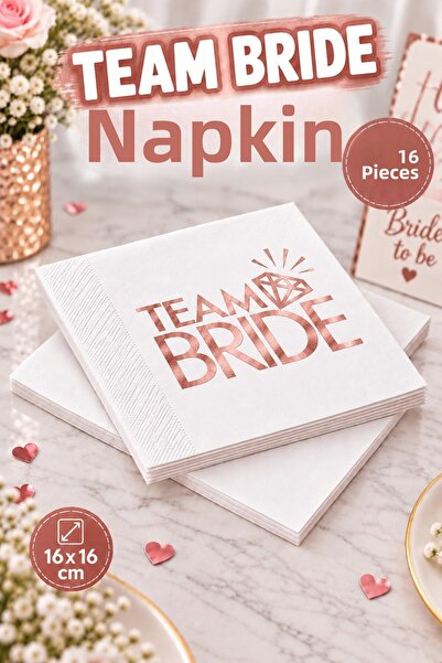 Huzur Party Store Team Bride Napkin Rose Gold Gilded 16Pcs Bachelorette Party...