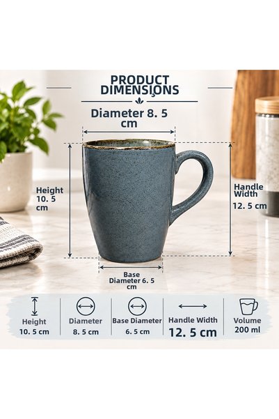 Altijara Porcelain Mug with Handle Coffee Tea Special Use Mug 1 Piece 200ml Porcelain