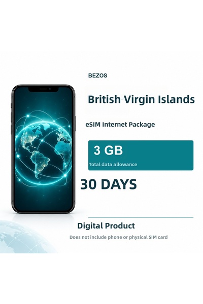 Generic Brand باقة إنترنت بريطانيا فيرجن للجزر eSIM 3 جيجابايت 30 يومًا