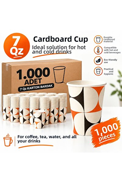VELAR Cardboard Cups 7 Qz 1,000 Pieces - Leak-Proof Patterned, Suitable for H...