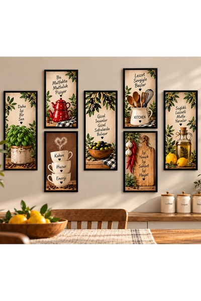 NT Handmade 7 Piece Kitchen Flavors Start with Love Painting Set 10X20 cm Fra...