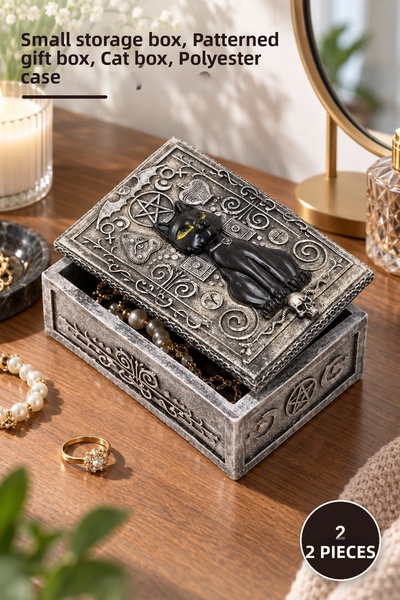 Yenilig 2 Cat-Designed Polyester Boxes – Small Storage Box, Patterned Gift Bo...