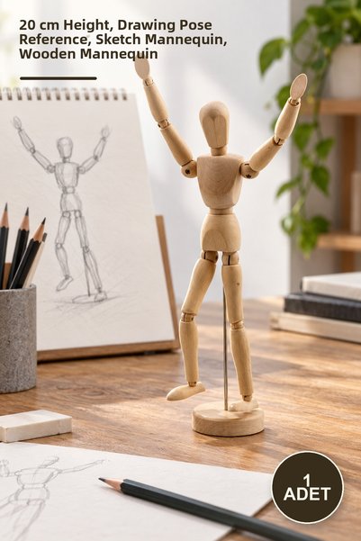 Yenilig 1 Piece Wooden Sketch Mannequin – 20 cm Length, Drawing Pose Referenc...