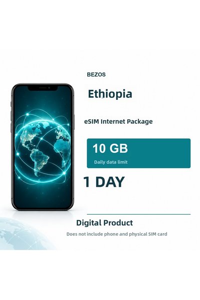 Generic Brand Pachet de internet eSIM Etiopia 10 GB pe zi, 1 zi
