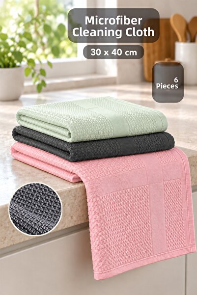 Meleni Home 6 Pieces 30X40Cm Microfiber Cleaning Cloth - High Absorbent Glass...