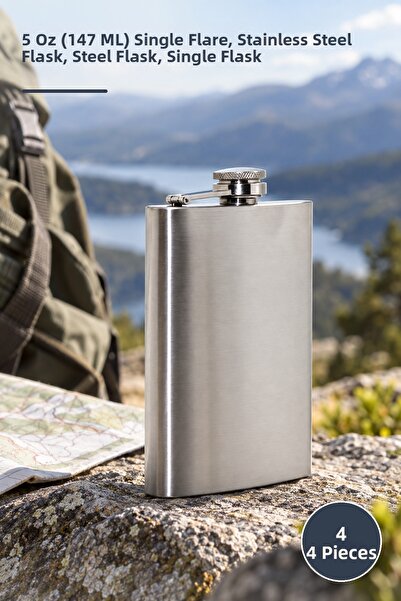 Yenilig 4 pieces stainless steel flask - 5 oz (147 ml) single flask, stainles...