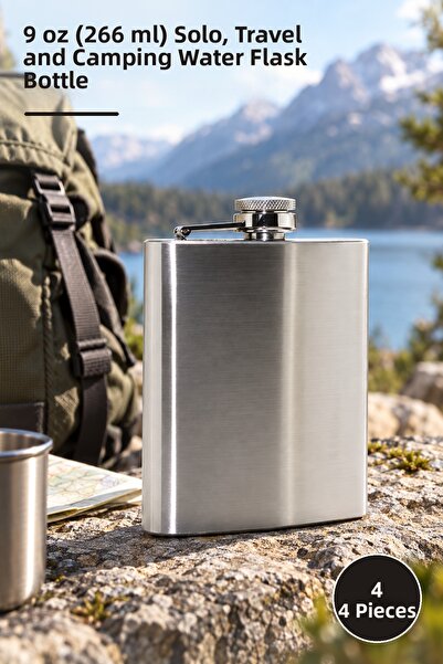 Yenilig 4 Stainless Steel Water Bottles – 9 oz (266 ml) Single Water Bottle F...