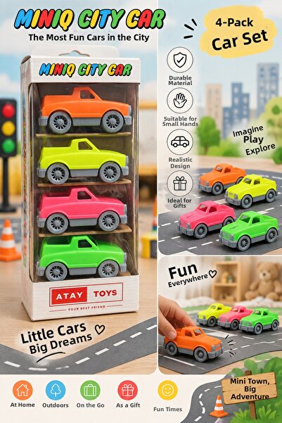 EVENT 4-Piece Toy Car Set Colorful Mini Car Children's Toys Friction Car