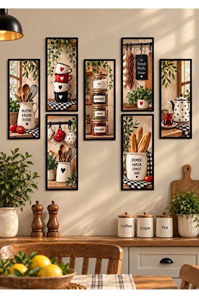 NT Handmade مجموعة لوحات جدارية مكونة من 7 قطع مقاس 10 × 20 سم من MDF ذات مظه...