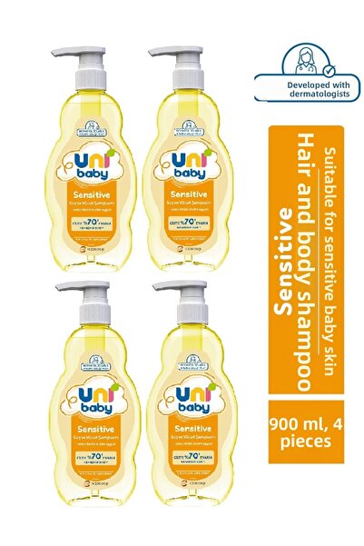 Uni Baby Sensitive Hair and Body Shampoo 900 ml X 4 Pieces