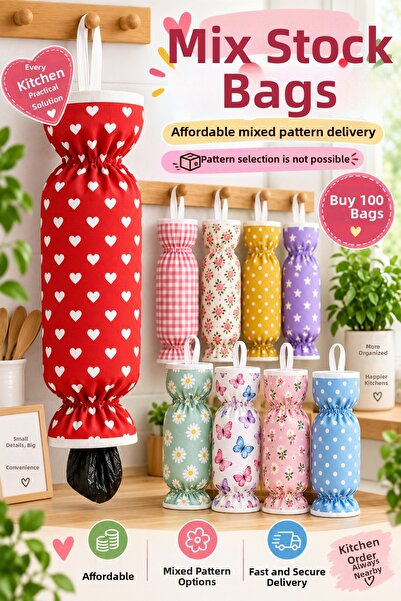 Morlay Patterned Bag Holder with Hanger Kitchen Organizer – Mix Color and Pat...
