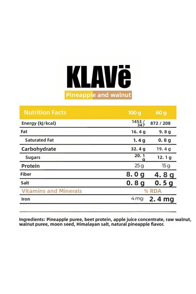 KLAVë High Protein Bar Karma - 60g X 12 Units - 15g Protein, Vegan and Gluten-Free