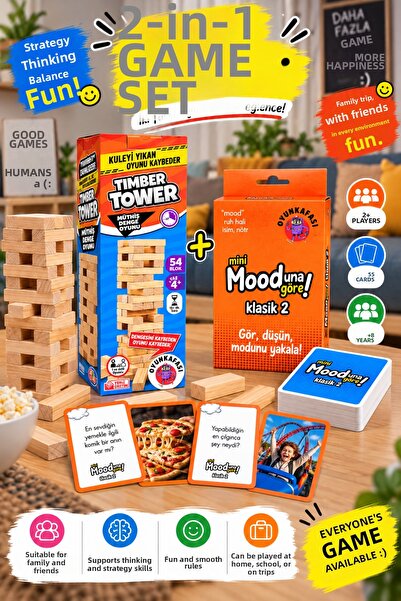 OYUNKAFASI 2-Person Family Game Set: Classic 2-Card Game According to Mood + ...