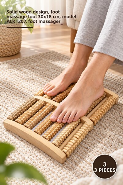 Yenilig 3 Pieces Wooden Foot Massager – Full Wood Design, 30X18 cm for Foot M...