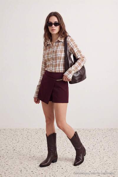 Trendyol Collection Petite Burgundy Mini Skirt Twoaw27Et00091