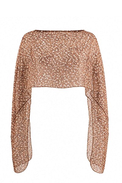 Trendyol Curve Brown-Multicolor Chiffon Woven Plus Size Blouse