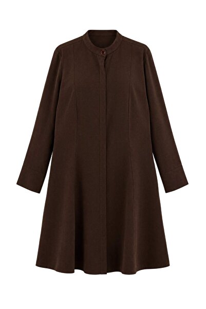 Trendyol Curve Brown Woven Plus Size Dress Tbbaw27Ah00104