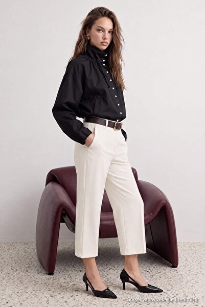 Trendyol Collection بنطلون كولوت من تاش بحزام TWOSS26PL00072