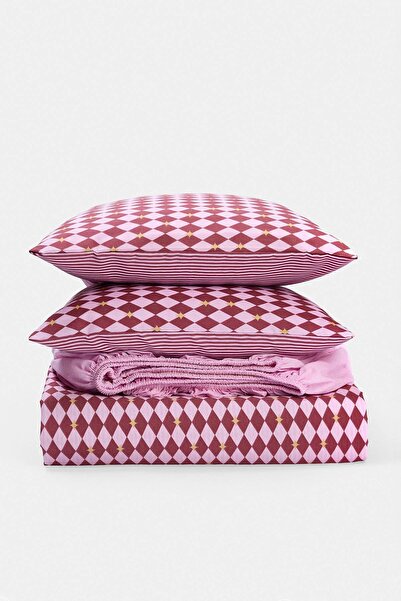 TRENDYOLMİLLA HOME Double Geometric and Elastic Striped Duvet Cover Set with ...