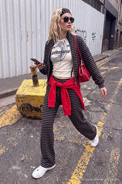 Trendyol Collection Multi-Colored Striped Regular/Normal Fit Wide Leg Cotton ...