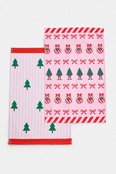 TRENDYOLMİLLA HOME 2-Pack New Year's Concept Kitchen Towels 35X55Cm