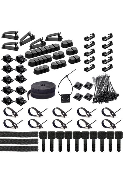Choice 163PCS Black 163 Pcs of Set Cable Organizer Cable Winder Flexible Cabl...