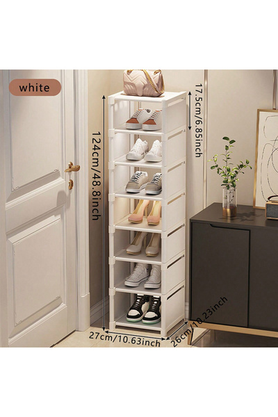 Choice1 White 8 layers Shoe rack Small shoe cabinet widened against the wall ...