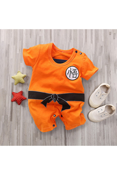 BANDAI 6-9M 73 orange Dragon ball 0-18 Baby Jumpsuit Anime Goku Vegeta Role-P...