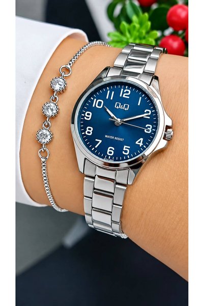Q&Q Original Phosphorescent 2 Year Warranty Steel Cord Women's Wristwatch-Wristband Gift