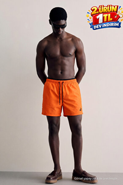 DAMGA JEANS Men's Premium Jogger Lightweight Quick Dry Orange Swim Shorts