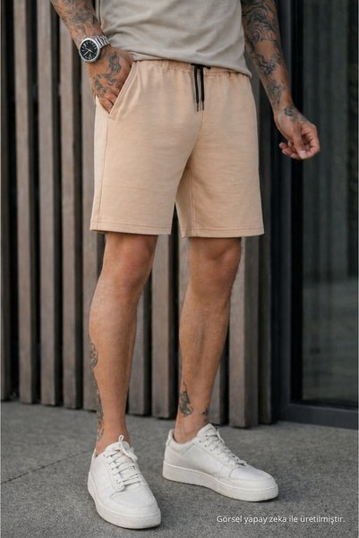 DAMGA JEANS Ανδρικό σορτς σε κανονική εφαρμογή με τσέπες και κορδόνια στη μέσ...